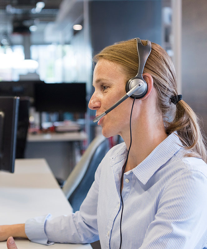 A consultant wearing a headset